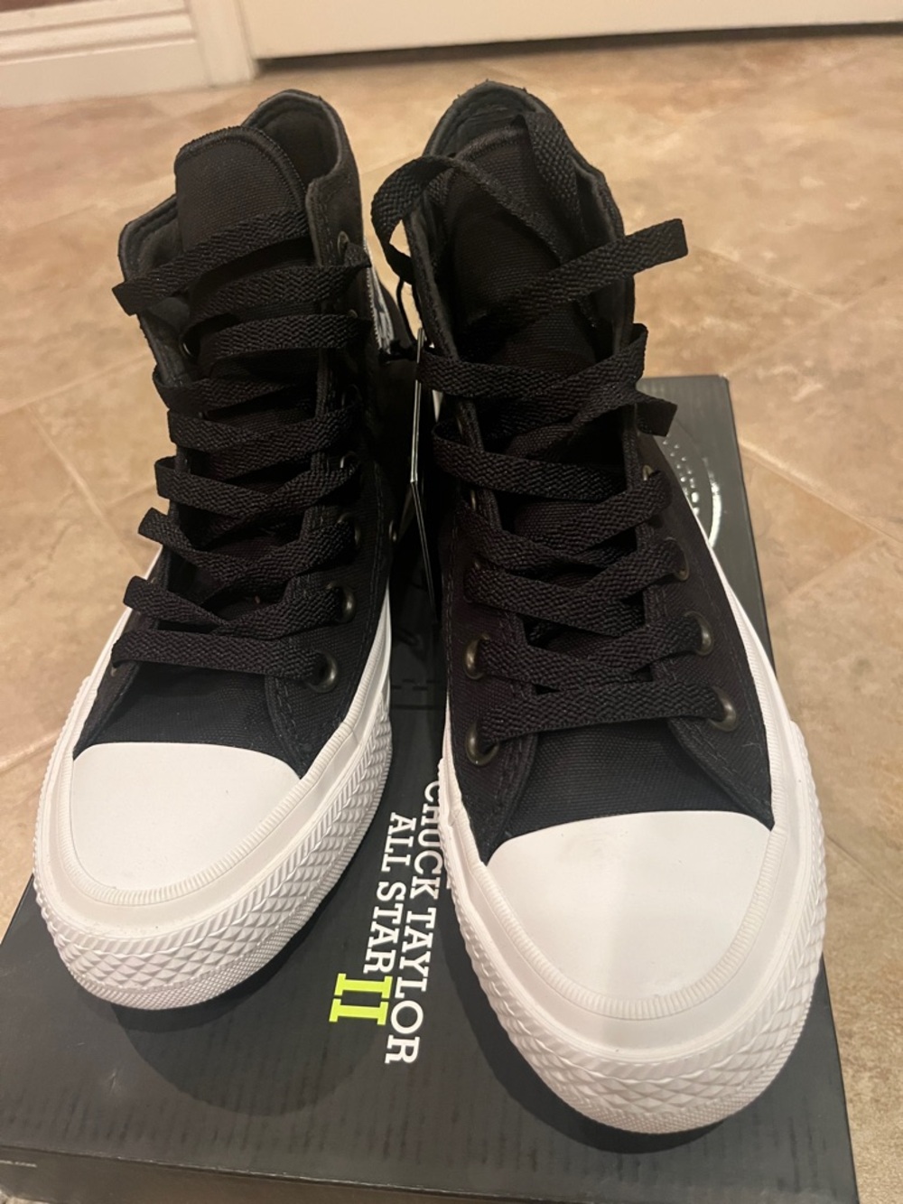 Converse Black High Top Sneakers with White Toe Caps